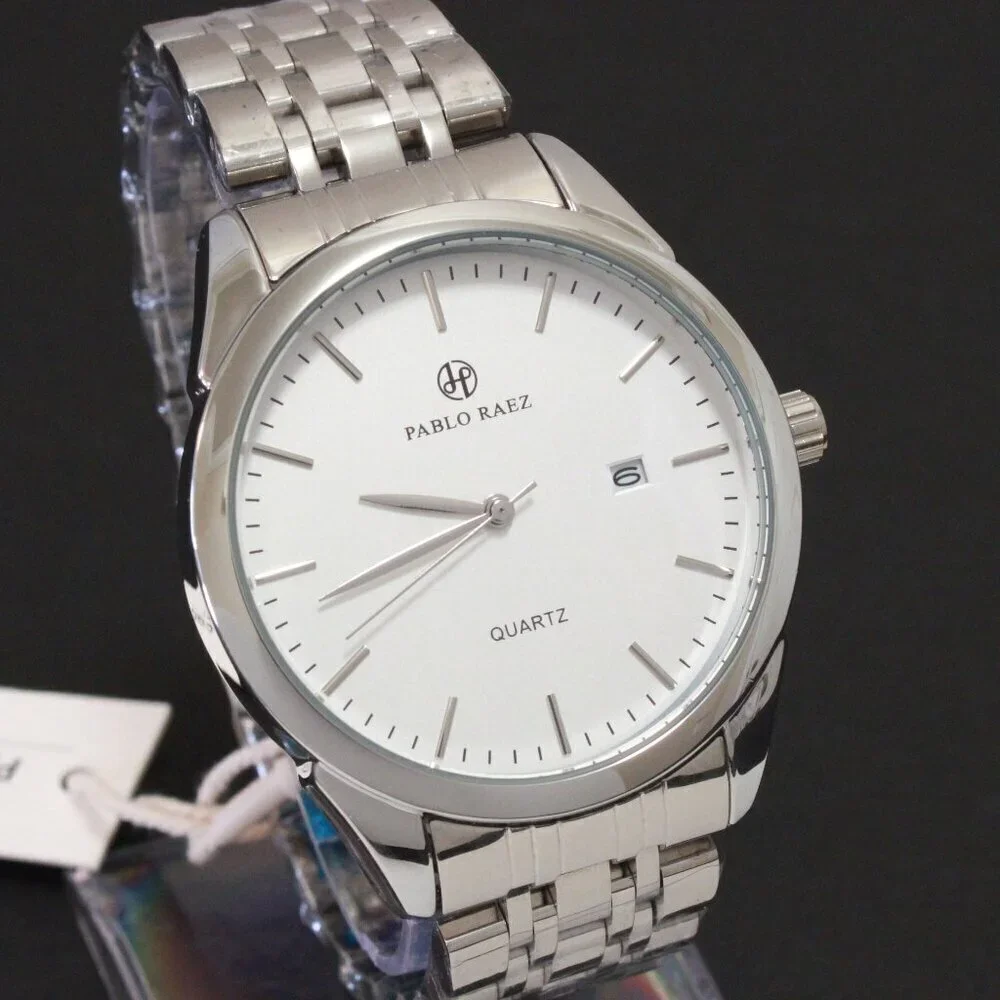Men's Casual Fashion Watch Silver Tone Butterfly Clasp 40mm
